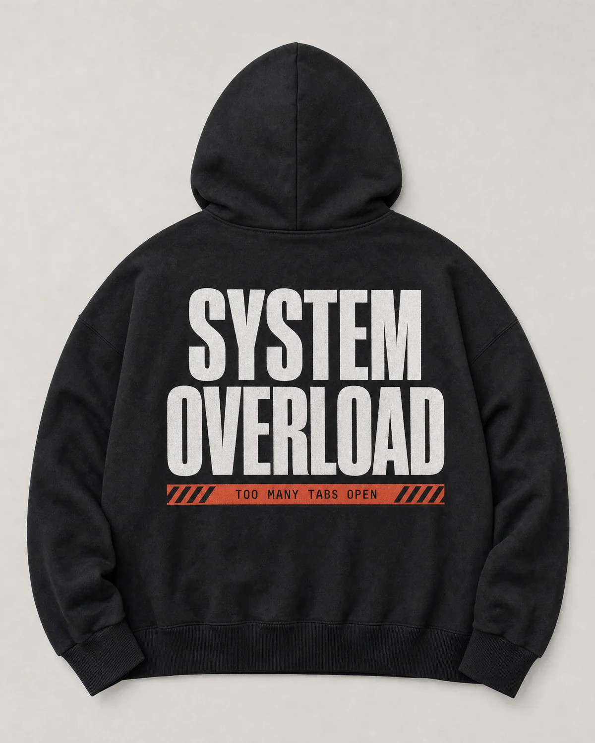 System Overload Hoodie in Schwarz, liegend, Rückseite